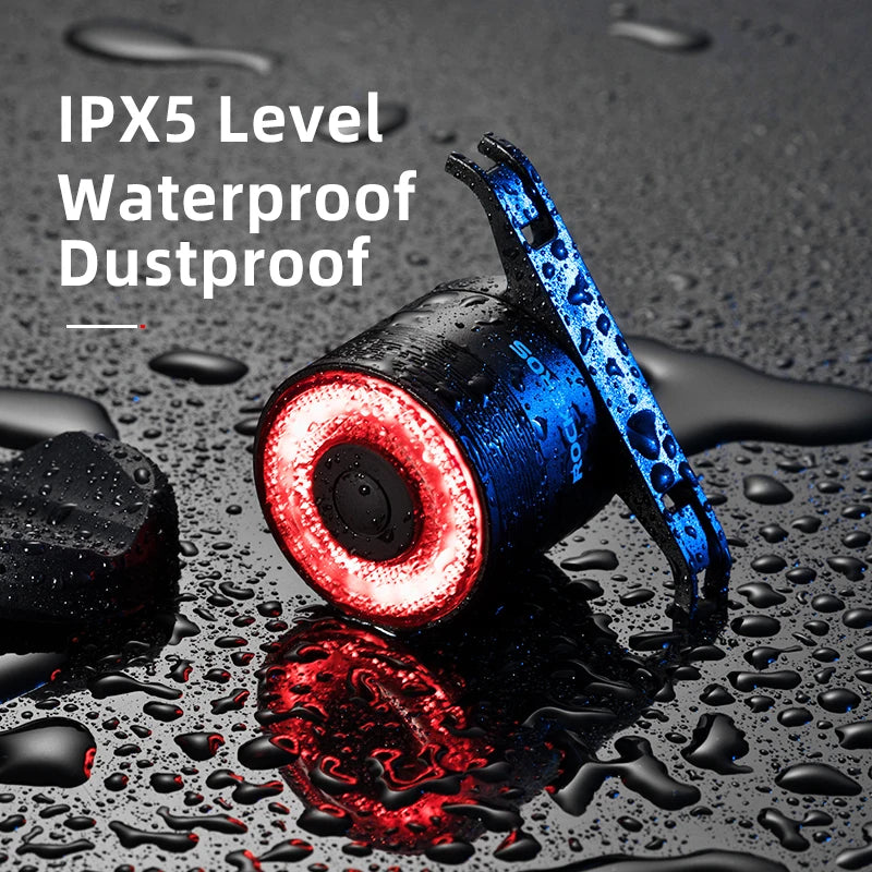 ROCKBROS Smart Brake Rear Light – Waterproof, USB Rechargeable & Ultra Bright - Ibaldu