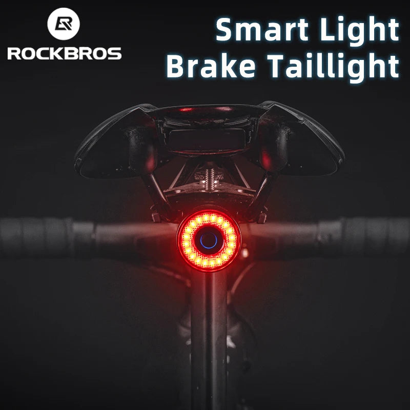ROCKBROS Smart Brake Rear Light – Waterproof, USB Rechargeable & Ultra Bright - Ibaldu