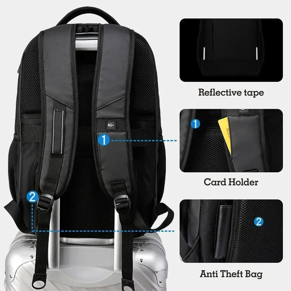 Men's Anti-Theft Laptop Backpack: Waterproof, Stylish & Spacious for Travel & School - Ibaldu
