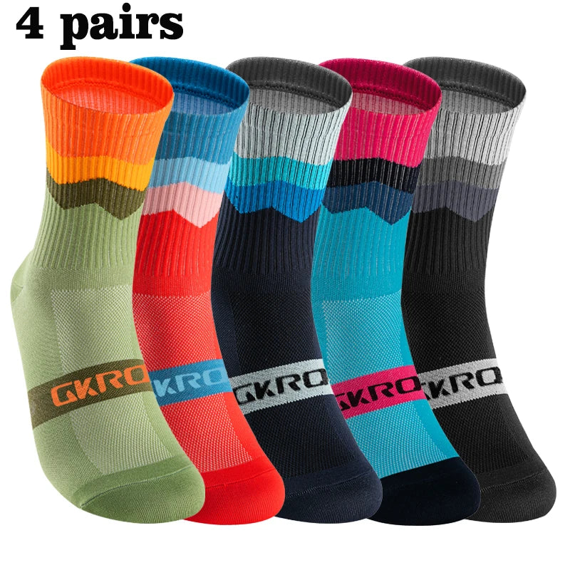 4 Pairs Compression Bike Socks – Ultimate Support for Cycling & Sports - Ibaldu