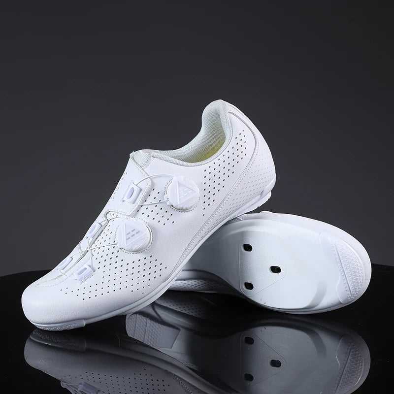 Road Cycling Shoes Men Speed Cycling Sneaker Cleat Shoes Spd Cycling Flat Pedal Shoes Bike Outdoor Footwear Self-Locking White