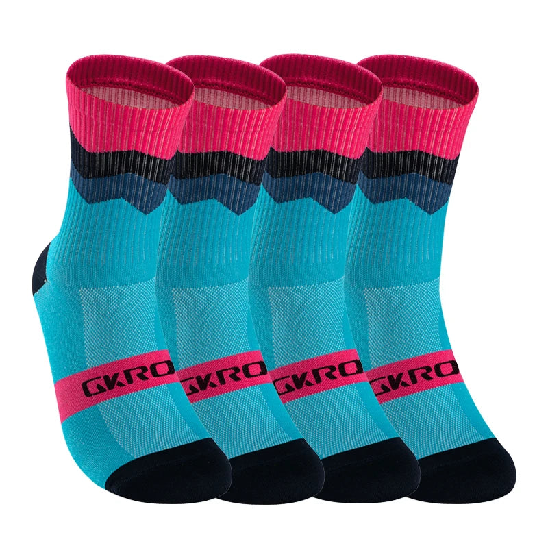 4 Pairs Compression Bike Socks – Ultimate Support for Cycling & Sports - Ibaldu
