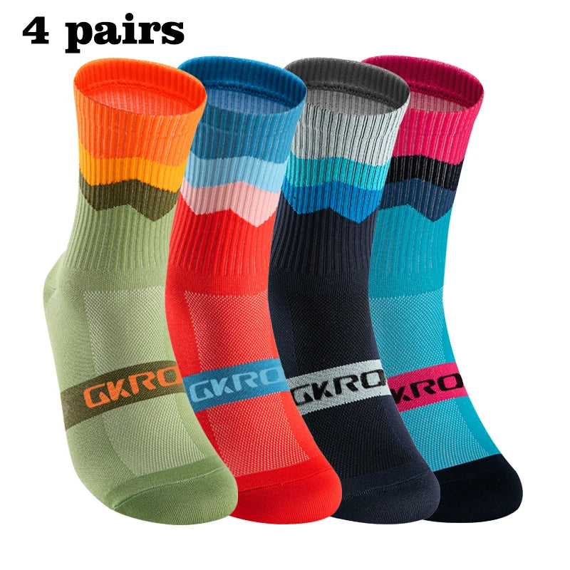 4 Pairs Compression Bike Socks – Ultimate Support for Cycling & Sports - Ibaldu