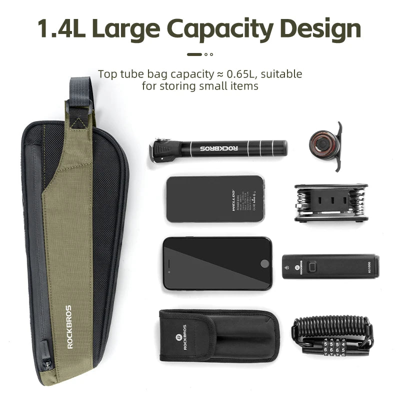 ROCKBROS Ultralight Bike Frame Bag – Waterproof, Reflective & Portable - Ibaldu