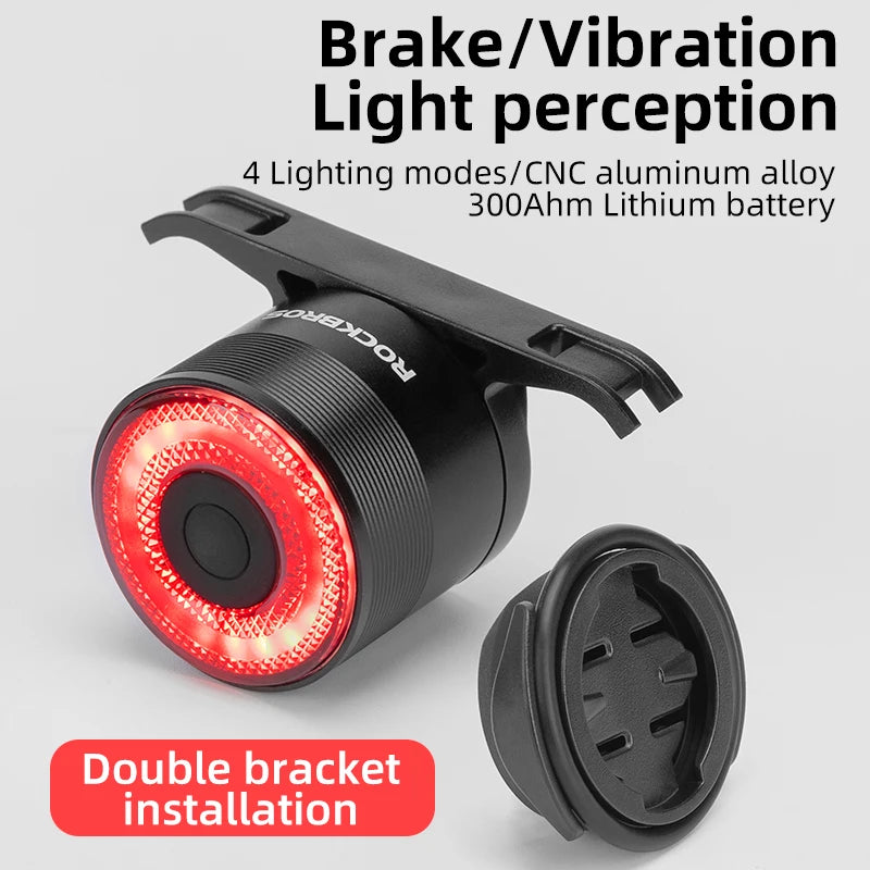 ROCKBROS Smart Brake Rear Light – Waterproof, USB Rechargeable & Ultra Bright - Ibaldu