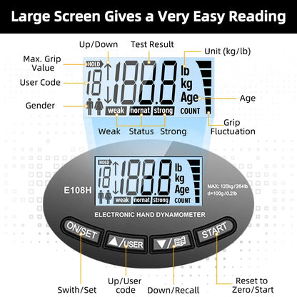Precision Grip Strength Tester – 265 lbs Digital Hand Dynamometer